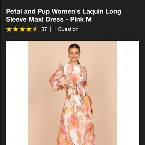 NWT Petal‎ and Pup Women's Laquin Long Sleeve Maxi Dress - Pink M - Picture 7 of 7